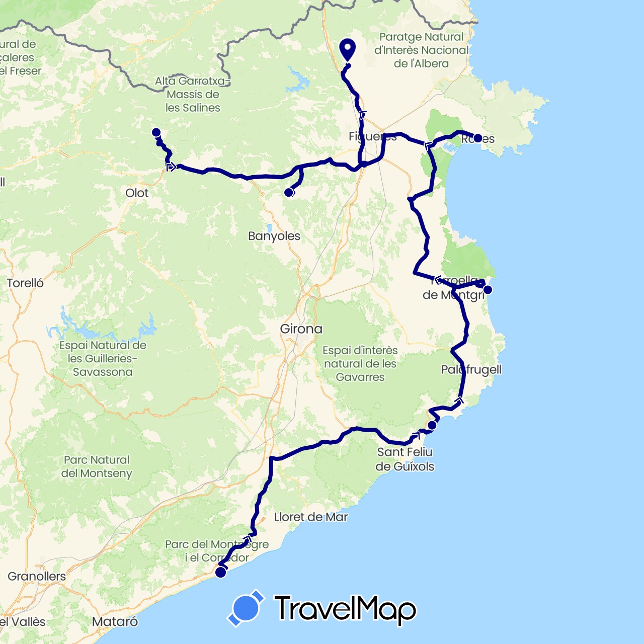 TravelMap itinerary: driving in Spain (Europe)